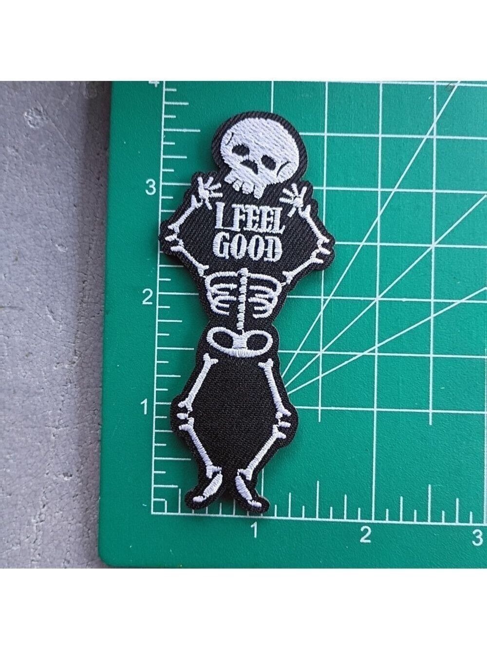 🌻 Skeleton Patch with 'I Feel Good' Text